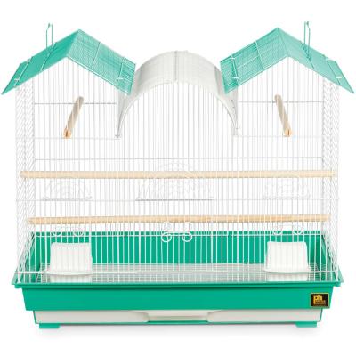 Prevue Triple Roof Cage-Teal Green/White